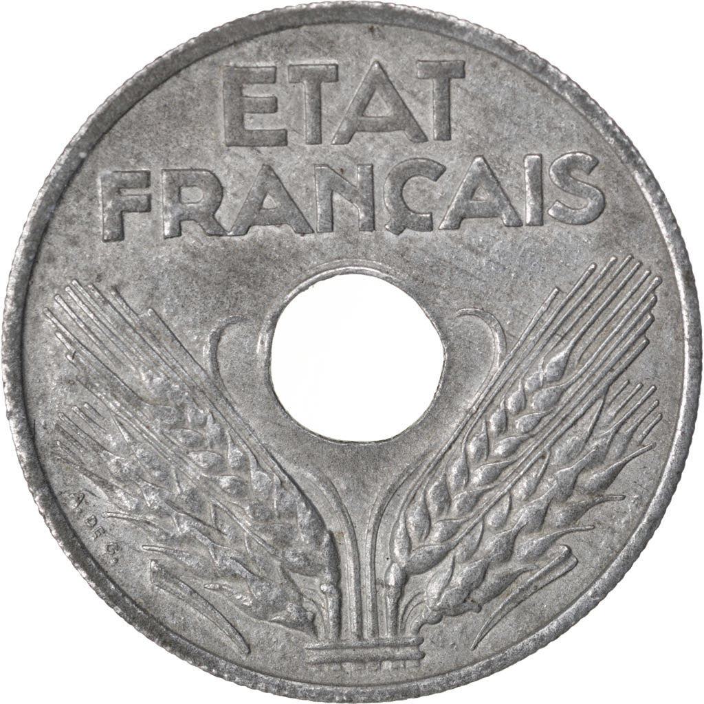 Coin, France, État français, 20 Centimes, 1944, Paris, EF(40-45), Zinc
