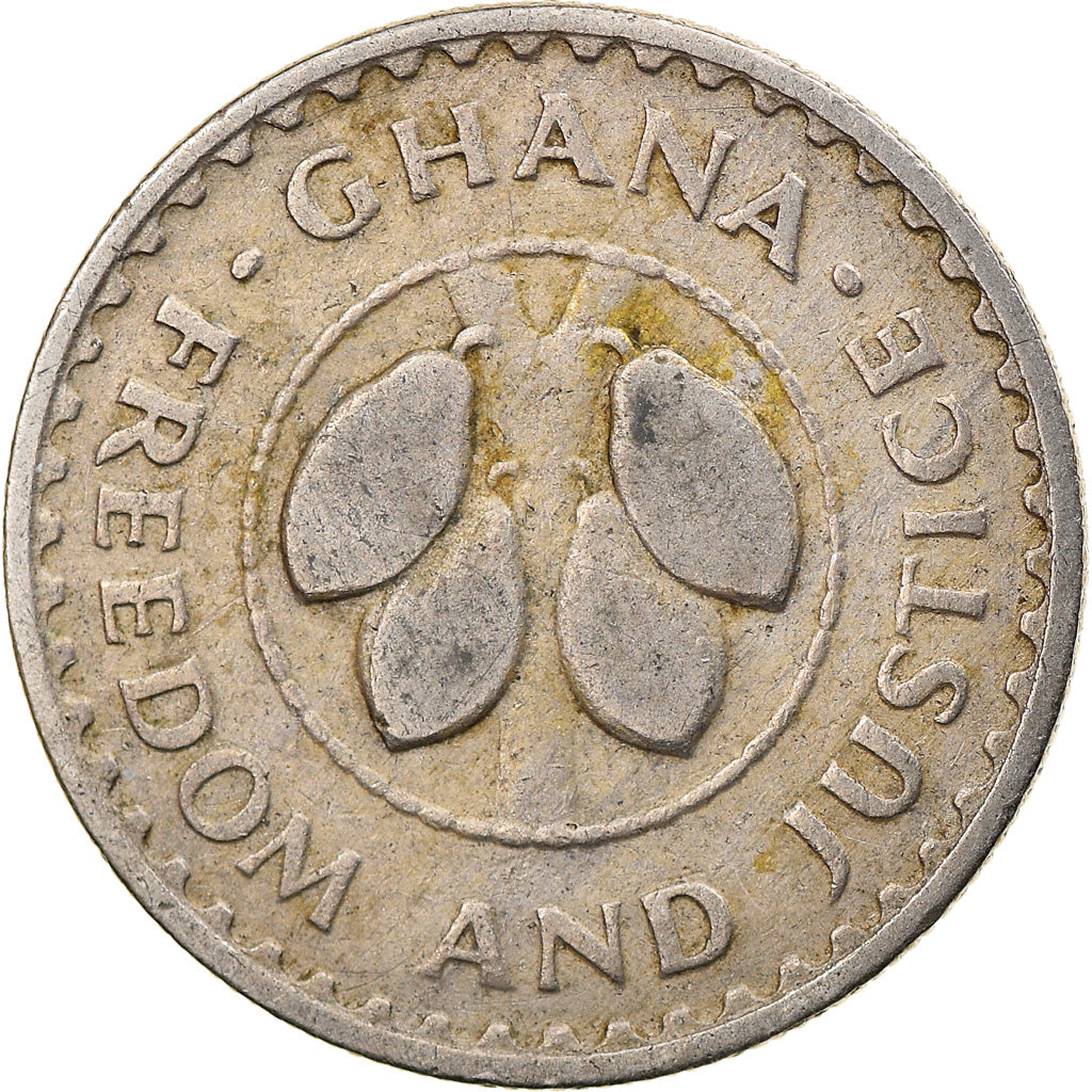 Moneta, Ghana, 5 Pesewas, 1967, BB, Rame-nichel, KM:15