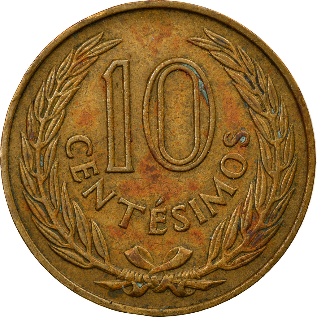 Moeda, Uruguai, 10 Centesimos, 1960, Santiago, EF(40-45), Níquel-Latão, KM:39