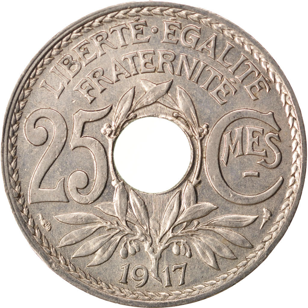 Coin, France, Lindauer, 25 Centimes, 1917, AU(55-58), Nickel, KM:867