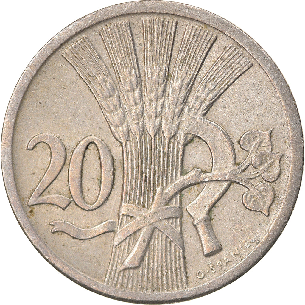 Coin, Czechoslovakia, 20 Haleru, 1926, EF(40-45), Copper-nickel, KM:1