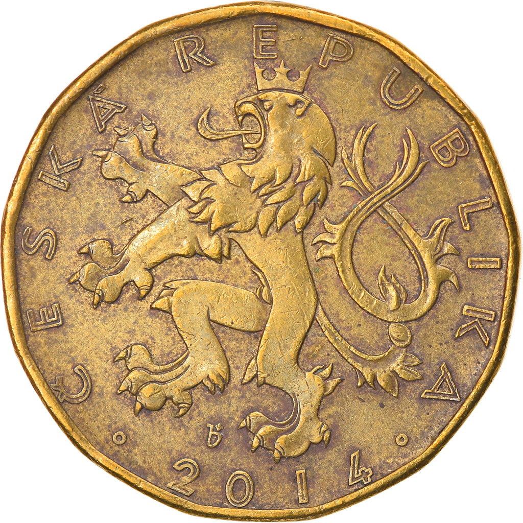 Moeda, República Checa, 20 Korun, 2014, EF(40-45), Aço Cromado a Latão, KM:5