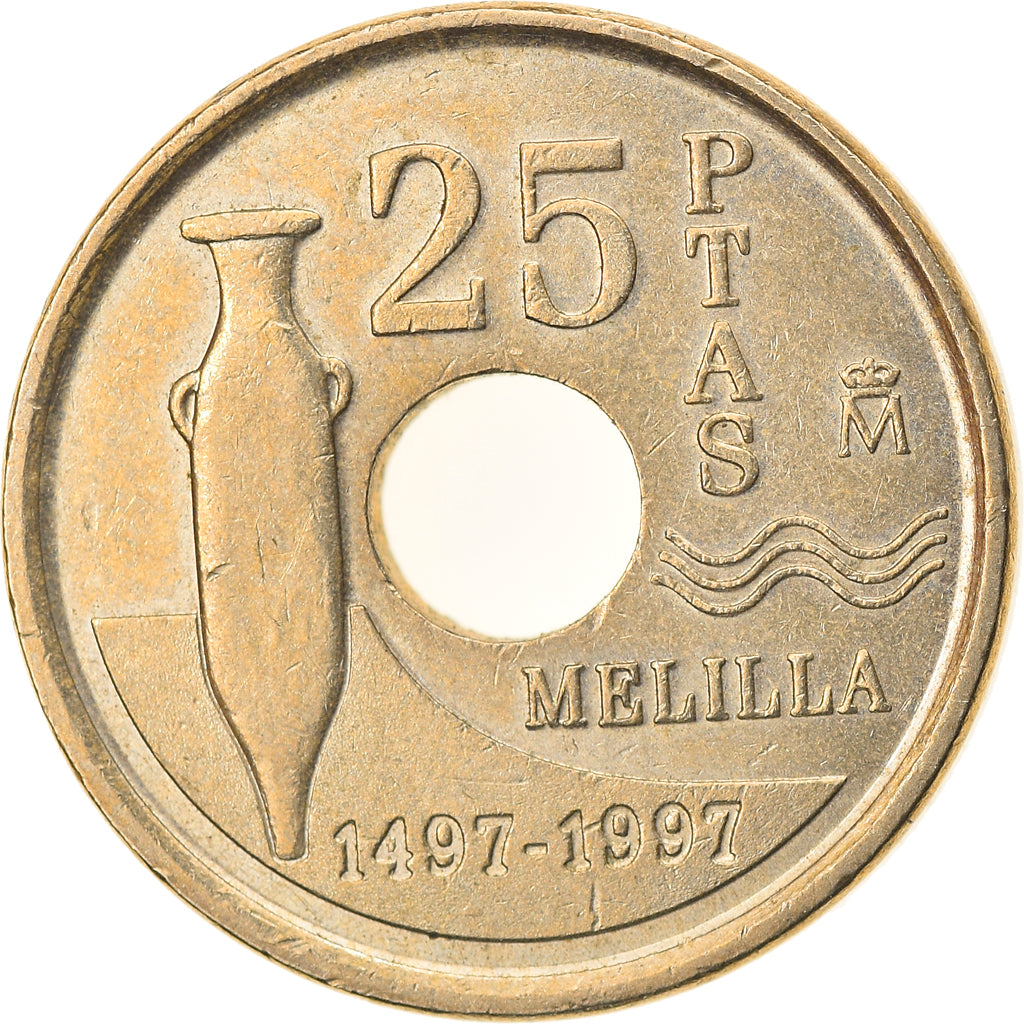 Moeda, Espanha, Juan Carlos I, 25 Pesetas, 1997, Madrid, AU(50-53)