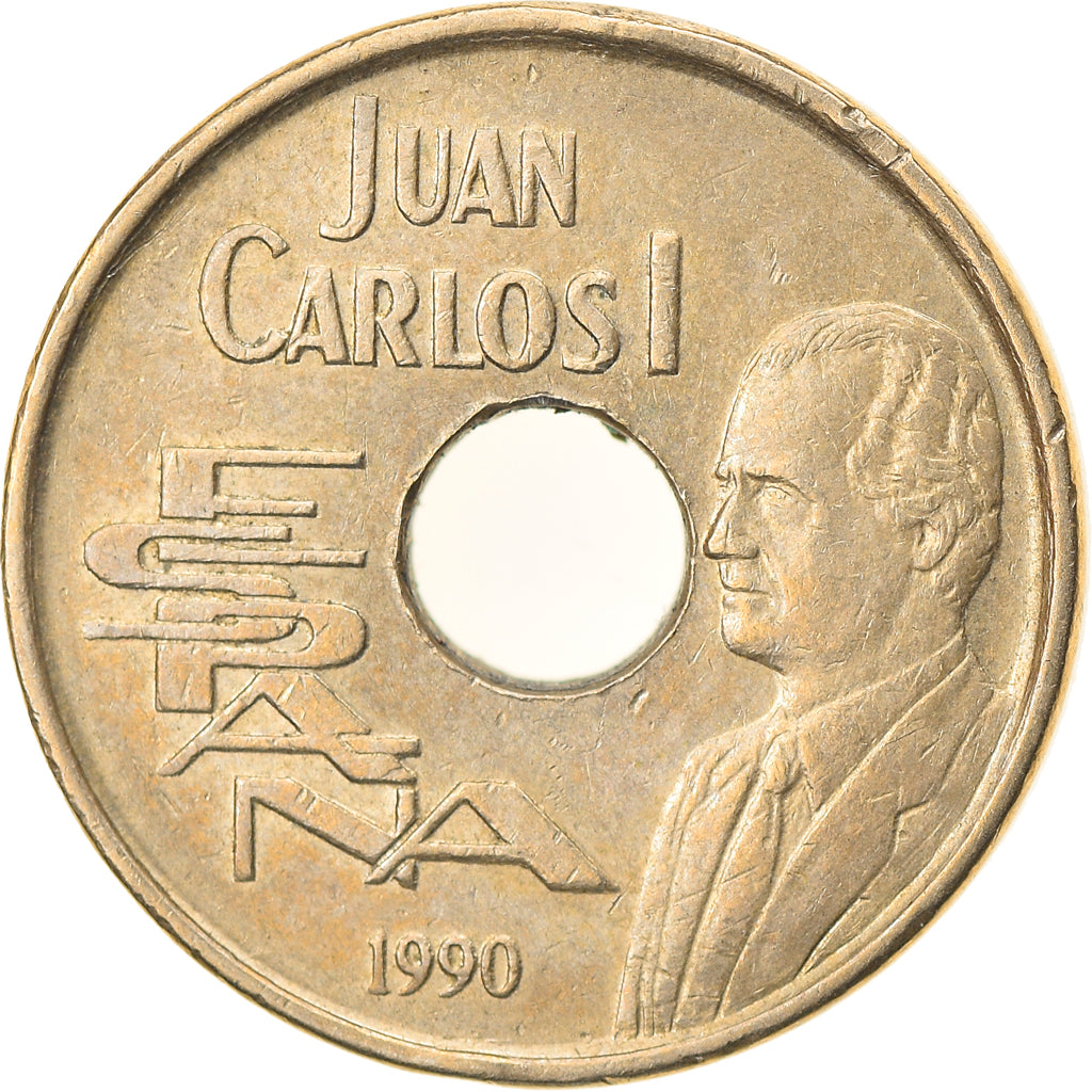 Moneta, Spagna, Juan Carlos I, 25 Pesetas, 1990, Madrid, BB, Alluminio-bronzo