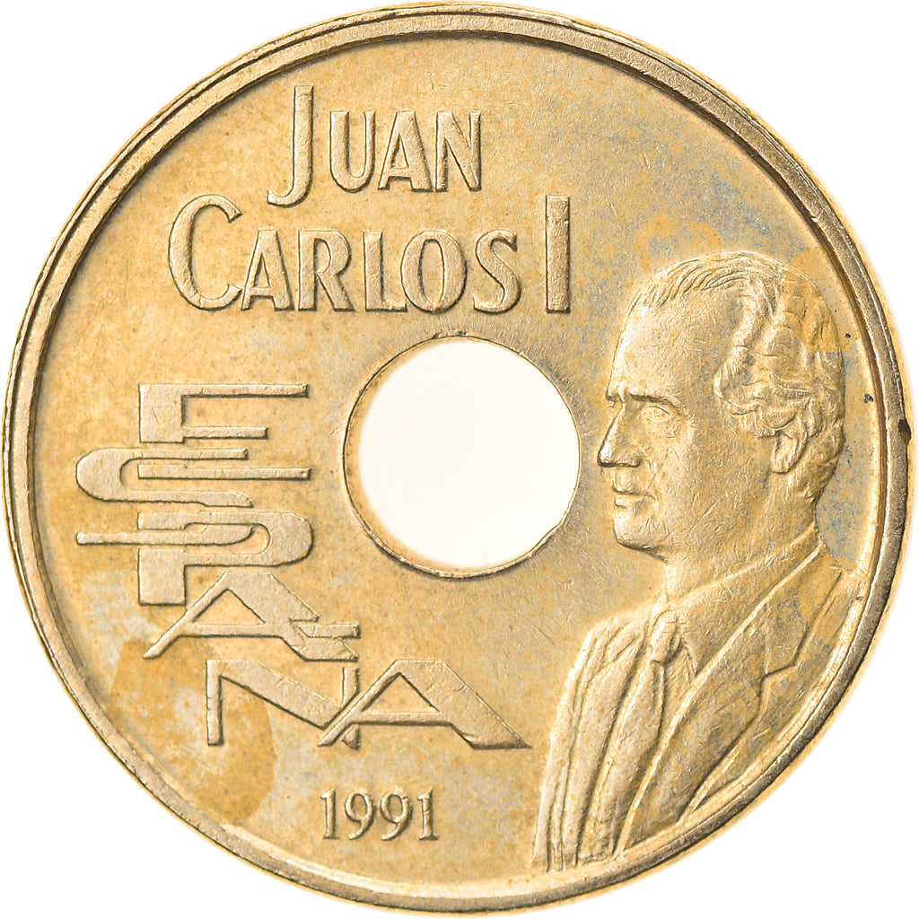 Munten, Spanje, Juan Carlos I, 25 Pesetas, 1991, Madrid, ZF, Aluminum-Bronze