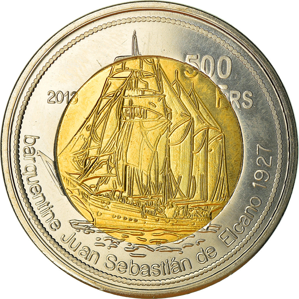 Coin, France, 500 Francs, 2013, Ile Juan Da Nova, MS(63), Bi-Metallic