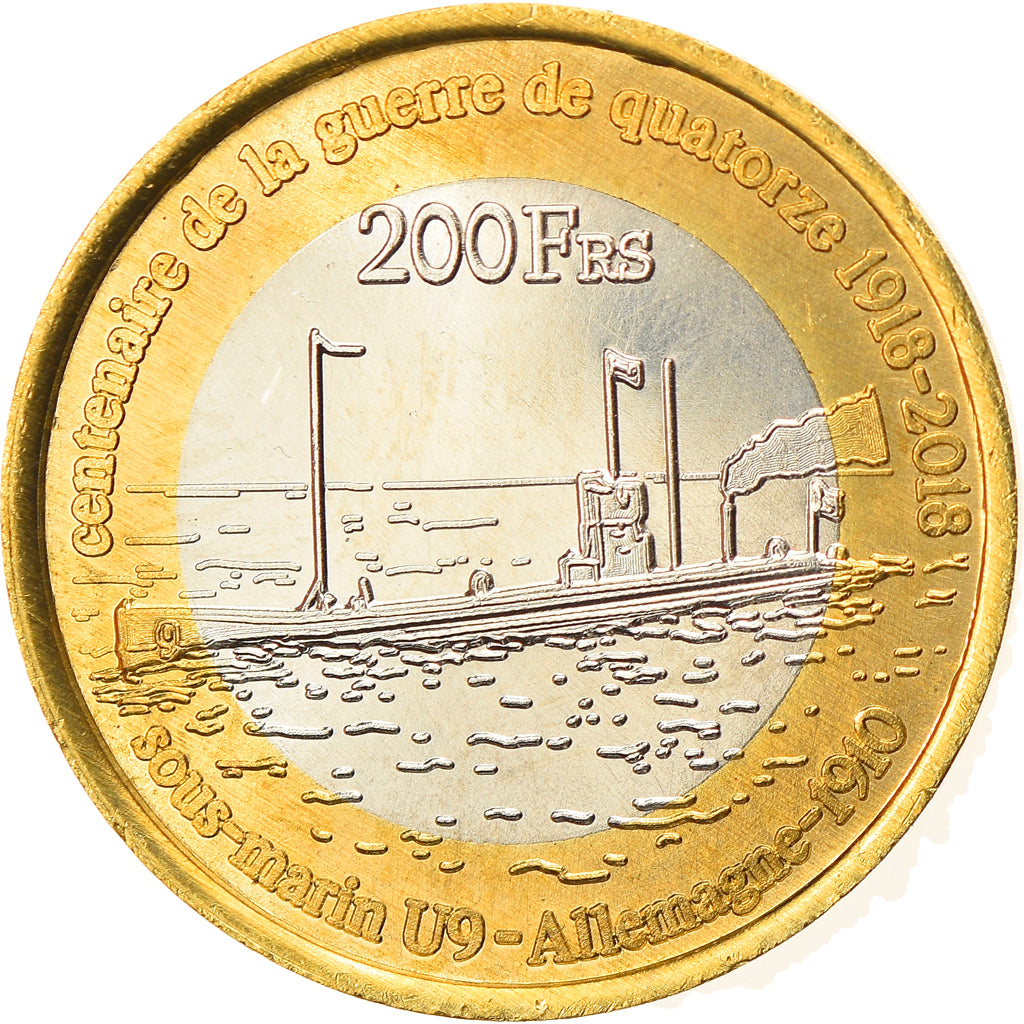 Moeda, França, 200 Francs, 2018, Bassas da India, MS(63), Bimetálico