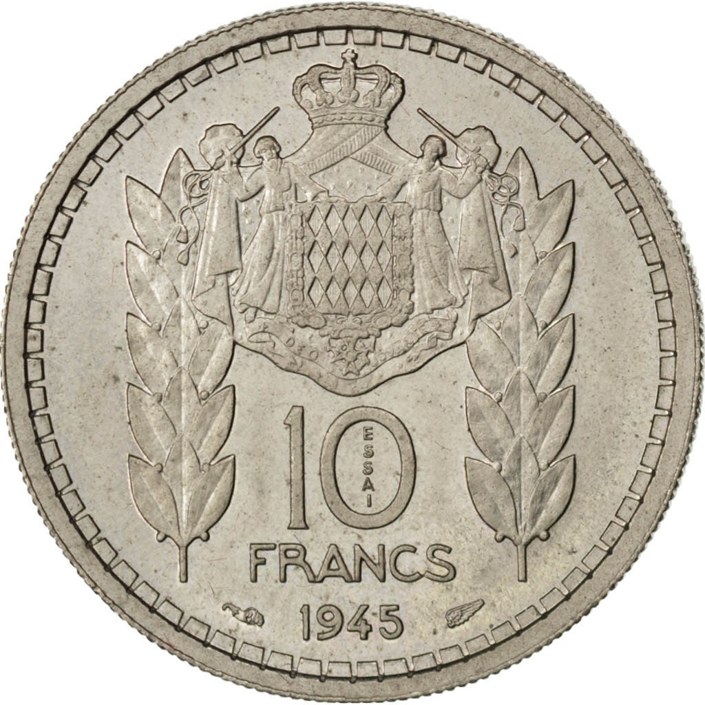 Coin, Monaco, 10 Francs, 1945, AU(55-58), Copper-nickel, KM:E18, Gadoury:136