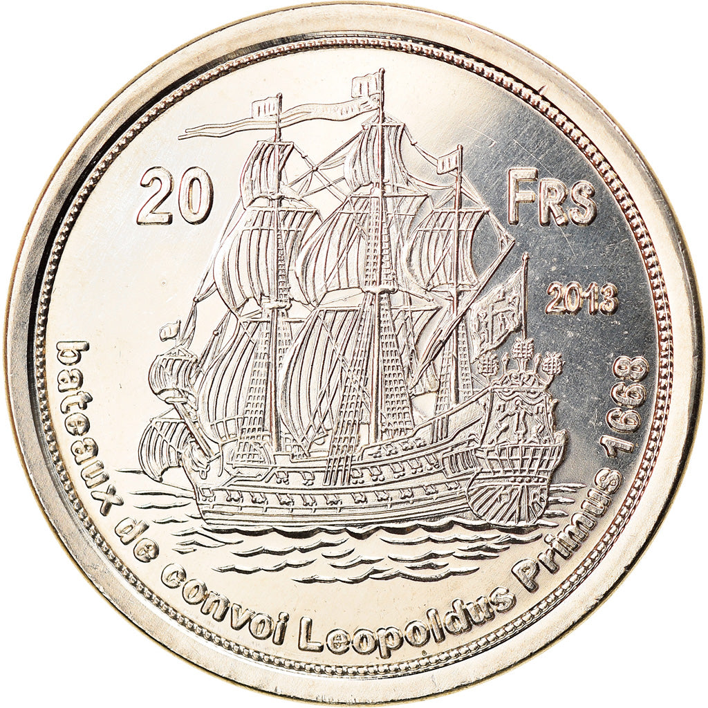 Moeda, França, 20 Francs, 2013, Tromelin, MS(63), Cuproníquel Alumínio