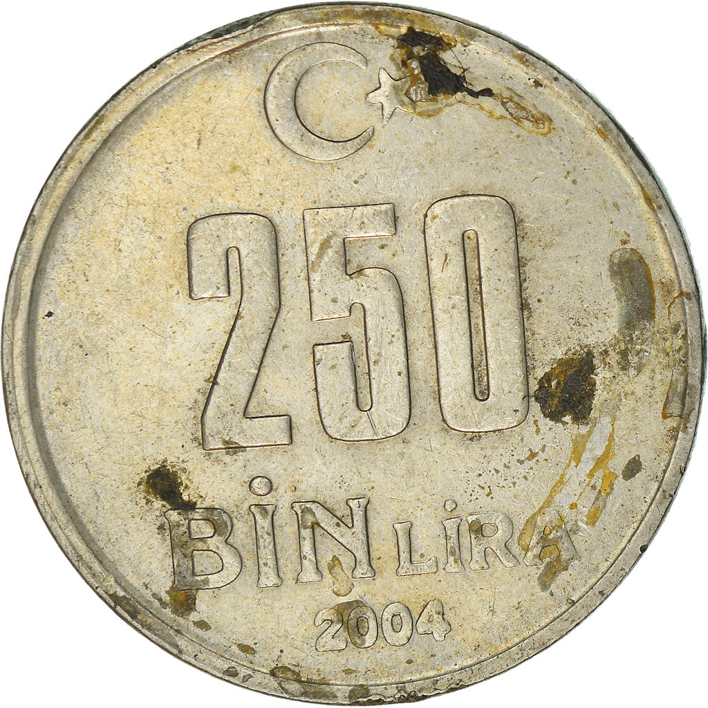 Moeda, Turquia, 250000 Lira, 2004, Istanbul, EF(40-45), Cobre-Níquel-Zinco