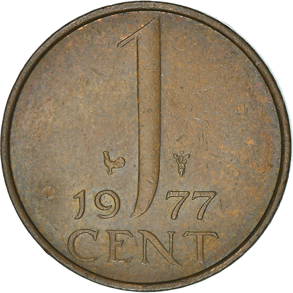 Moneda, Países Bajos, Juliana, Cent, 1977, MBC, Bronce, KM:180