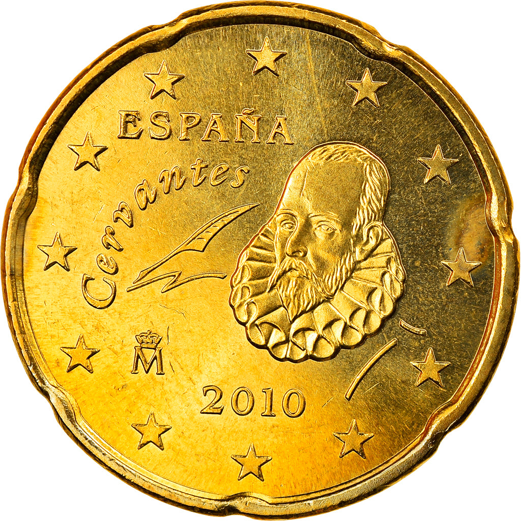 Spain, 20 Euro Cent, 2010, Madrid, MS(63), Brass, KM:1148