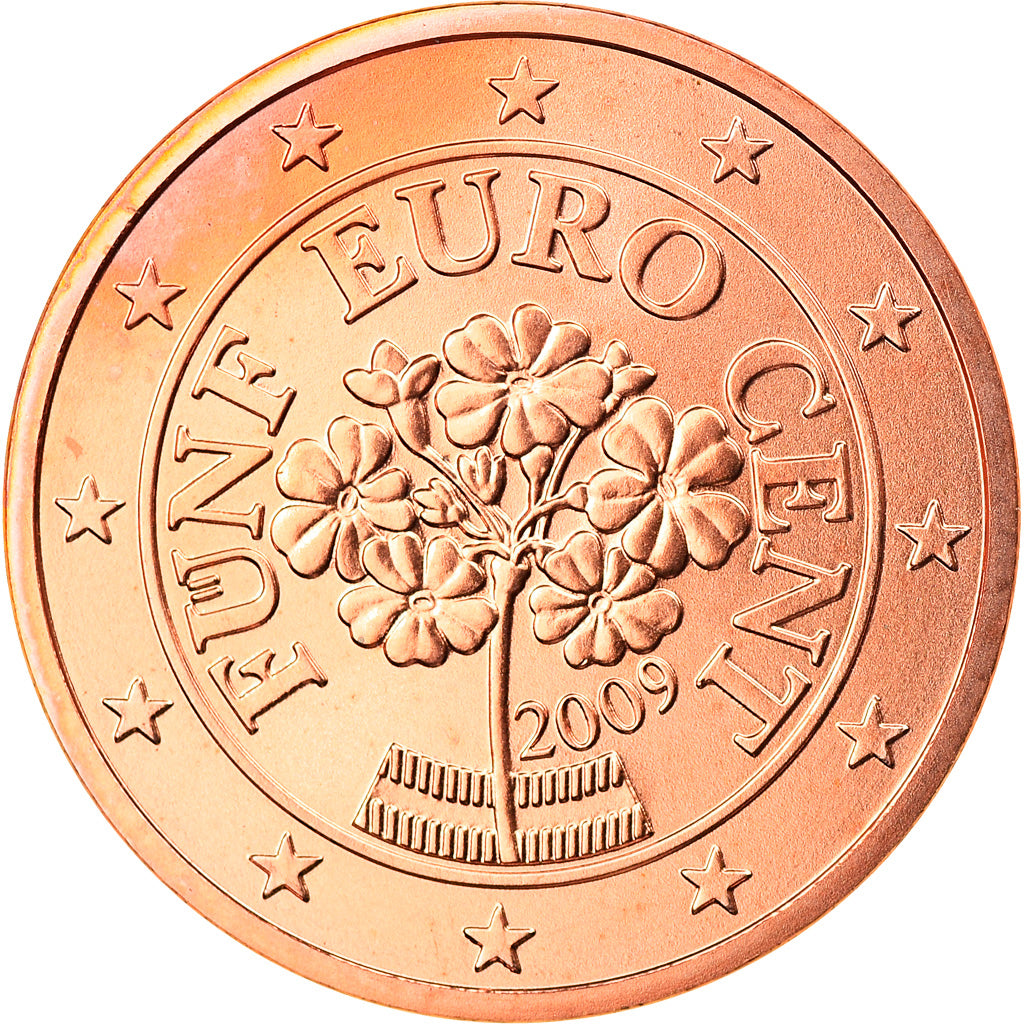 Austria, 5 Euro Cent, 2009, Vienna, SPL, Acciaio placcato rame, KM:3084