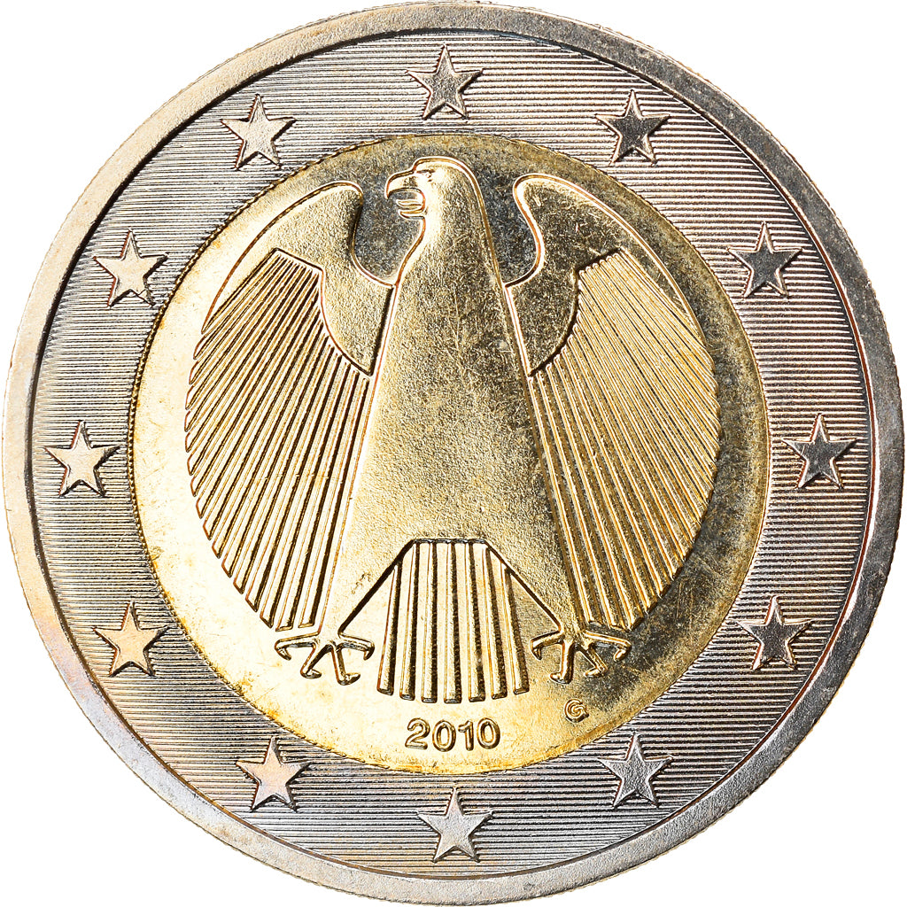 GERMANY - FEDERAL REPUBLIC, 2 Euro, 2010, Karlsruhe, MS(63), Bi-Metallic, KM:258