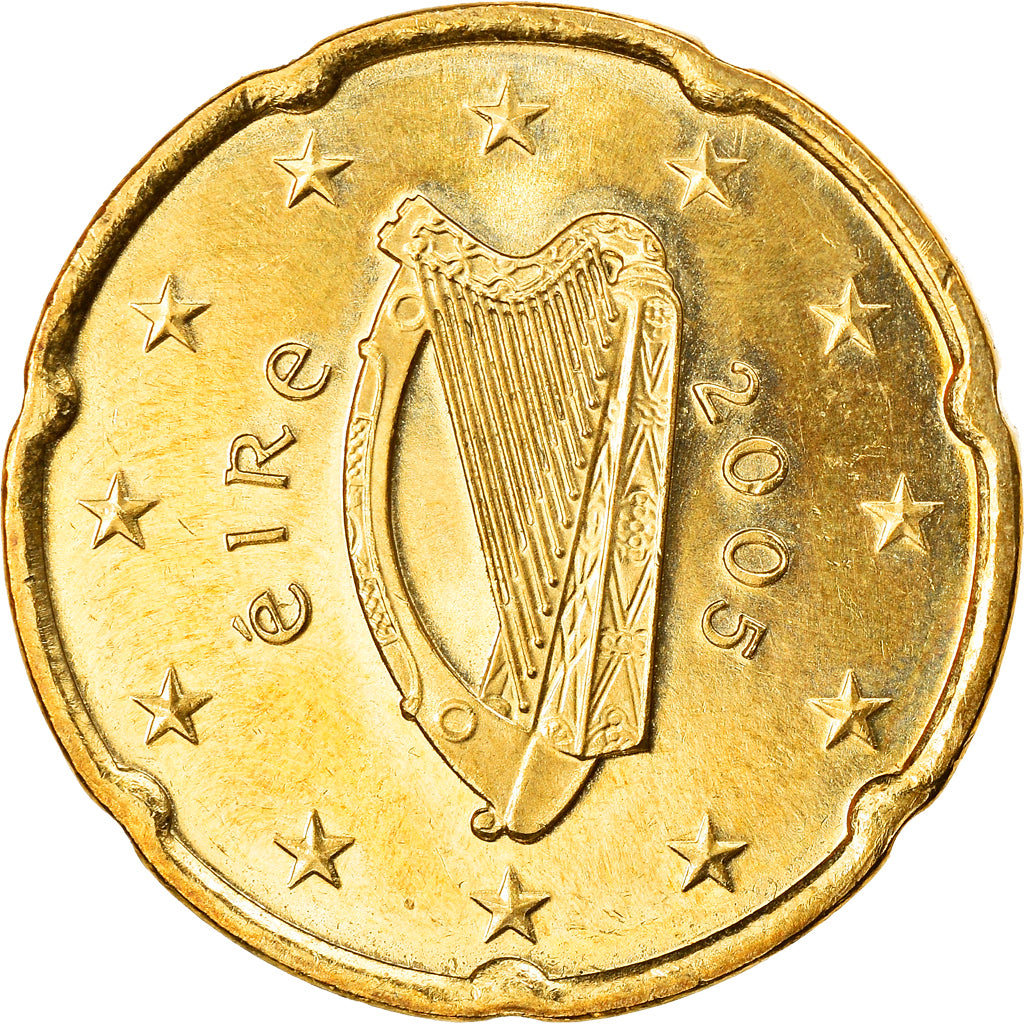 IRELAND REPUBLIC, 20 Euro Cent, 2005, Sandyford, MS(63), Brass, KM:36