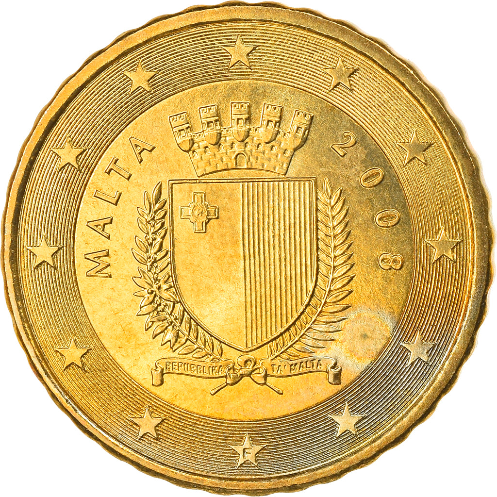 Malte, 10 Euro Cent, 2008, Paris, SPL, Laiton, KM:128