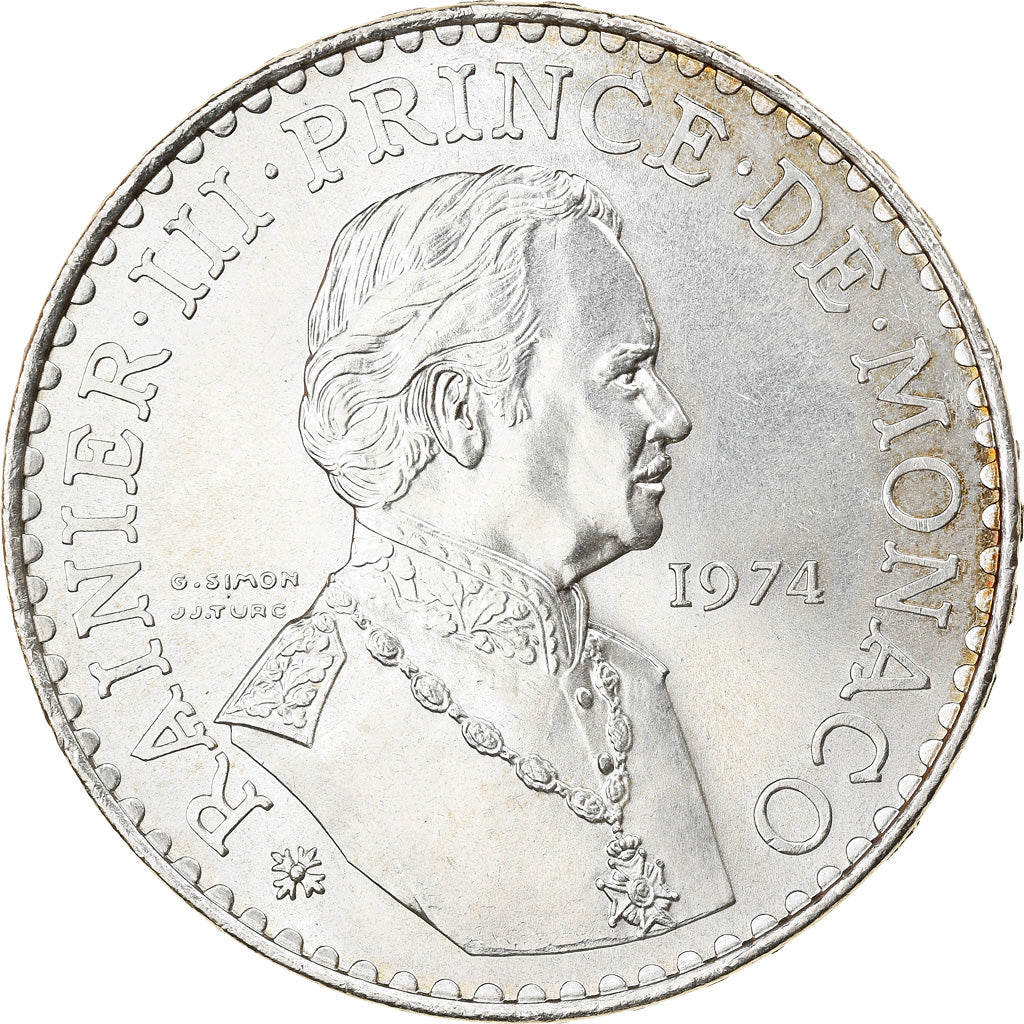 Münze, Monaco, Rainier III, 50 Francs, 1974, UNZ, Silber, KM:152.1