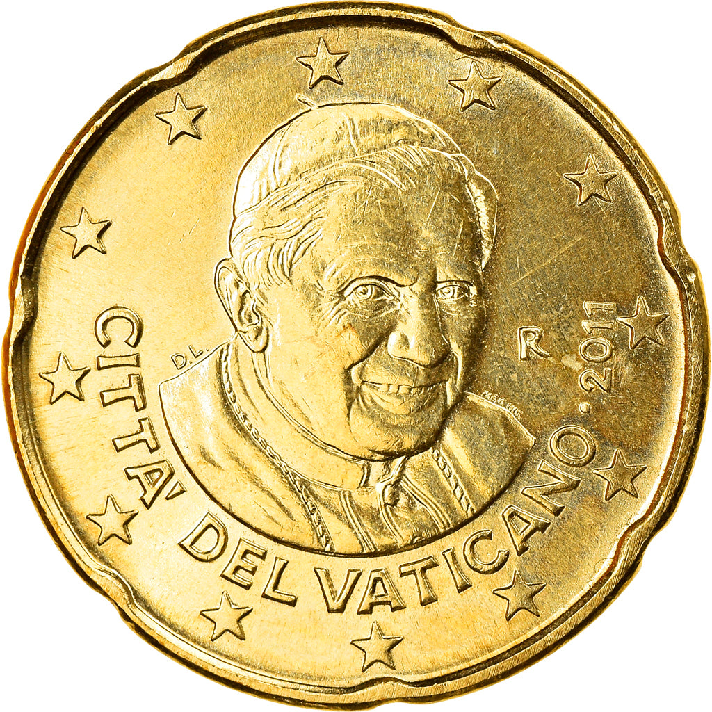 VATICAN CITY, 20 Euro Cent, 2011, Rome, MS(63), Brass, KM:386