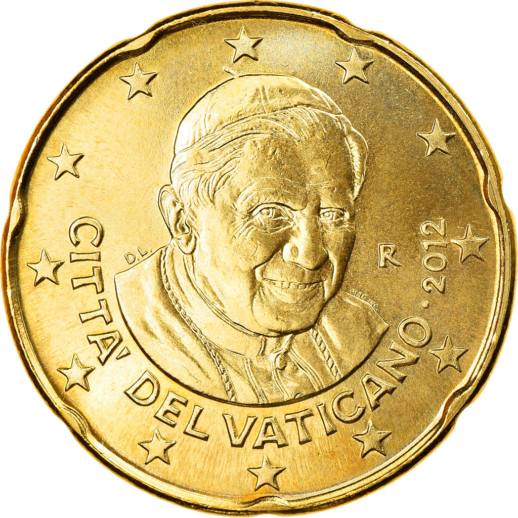 VATICAN CITY, 20 Euro Cent, 2012, Rome, MS(63), Brass, KM:386