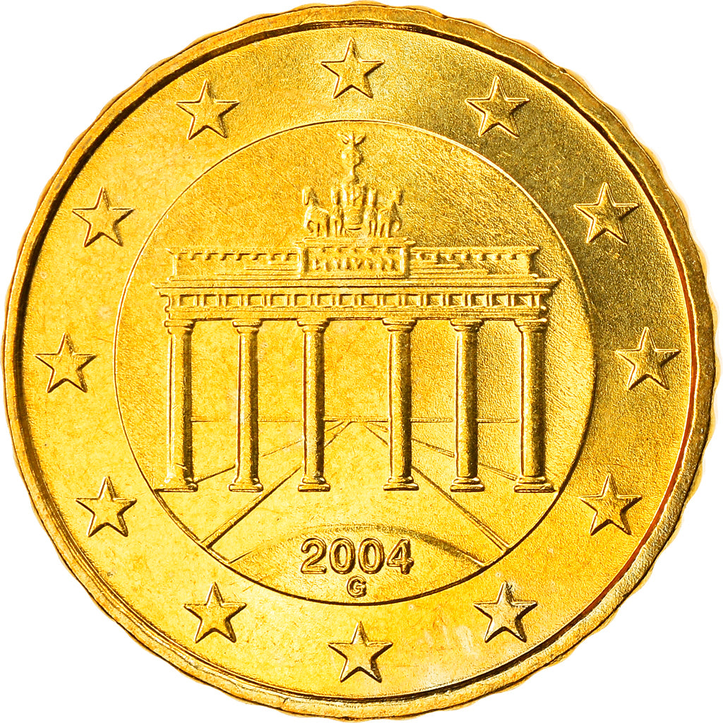 Bundesrepublik Deutschland, 10 Euro Cent, 2004, Karlsruhe, UNZ, Messing, KM:210