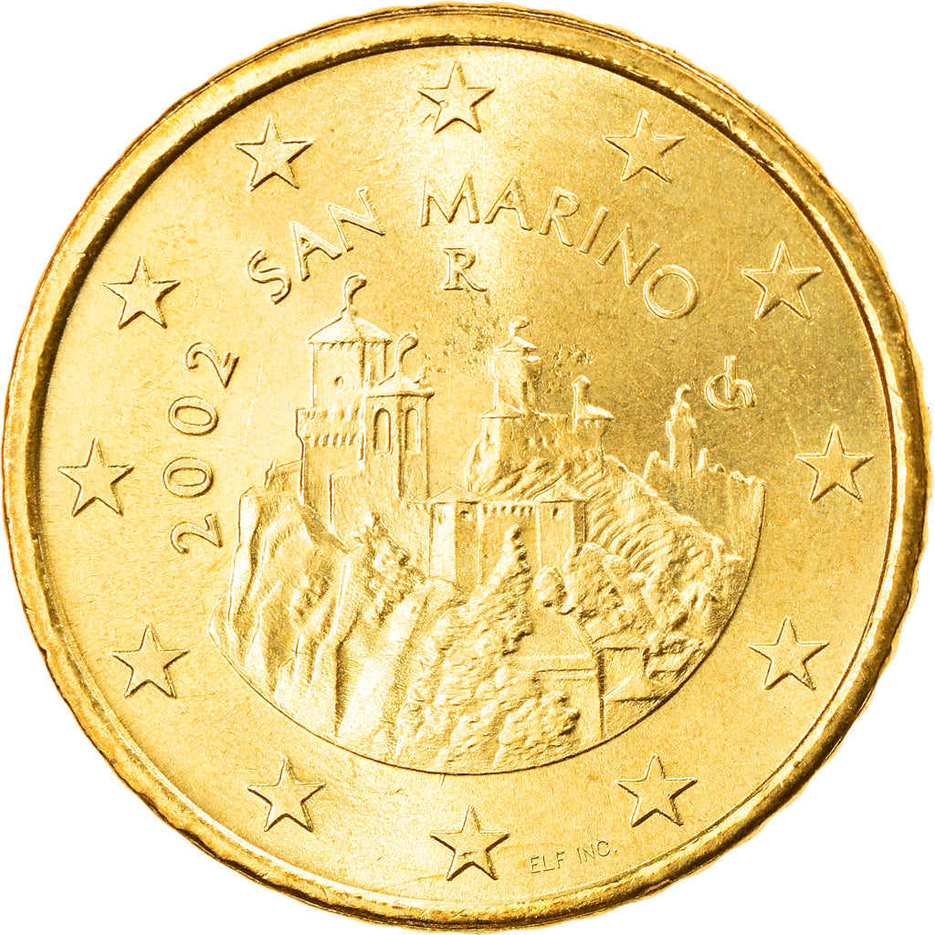 San Marino, 50 Euro Cent, 2002, Rome, MS(63), Brass, KM:445