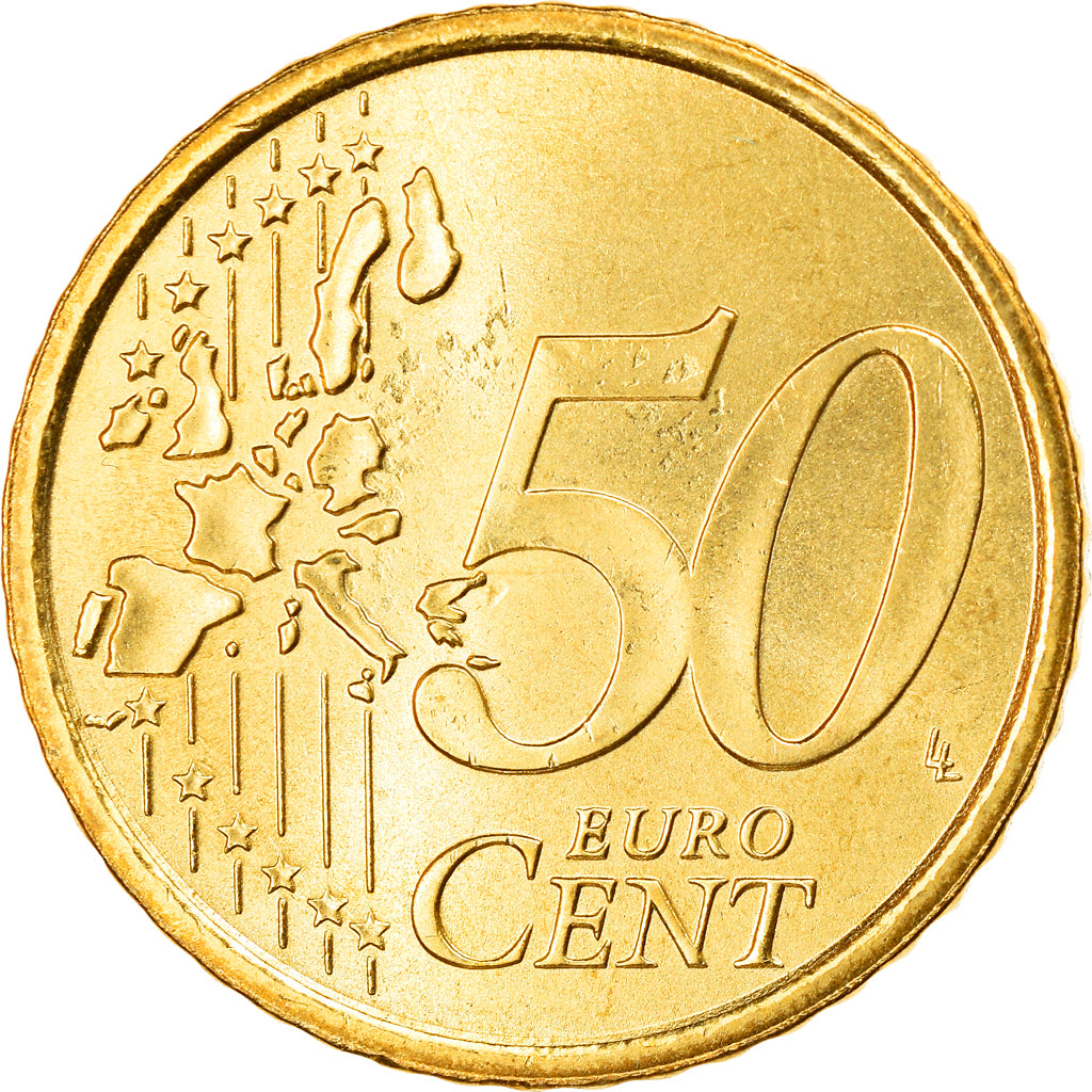 San Marino, 50 Euro Cent, 2002, Rome, MS(63), Brass, KM:445