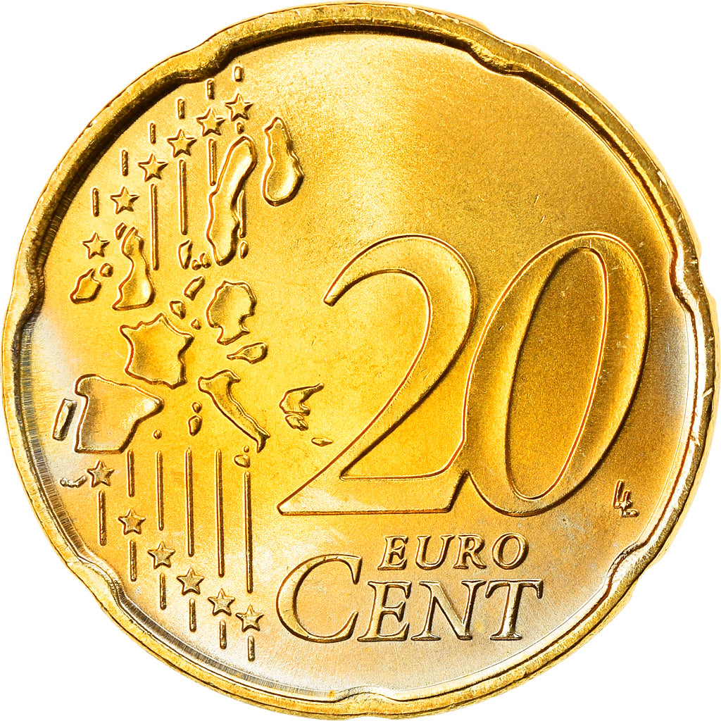 ALEMANIA - REPÚBLICA FEDERAL, 20 Euro Cent, 2005, Stuttgart, SC, Latón, KM:211