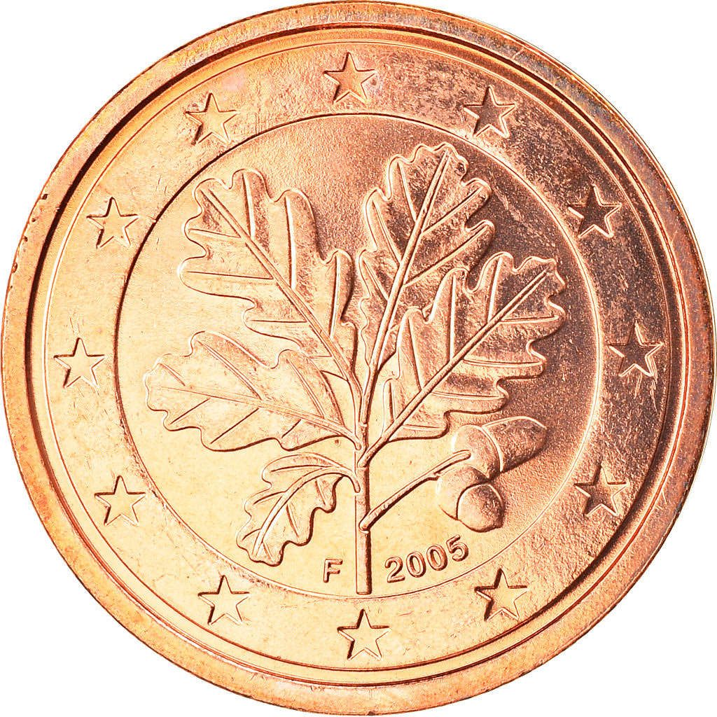 GERMANY - FEDERAL REPUBLIC, 2 Euro Cent, 2005, Stuttgart, MS(63), Copper Plated