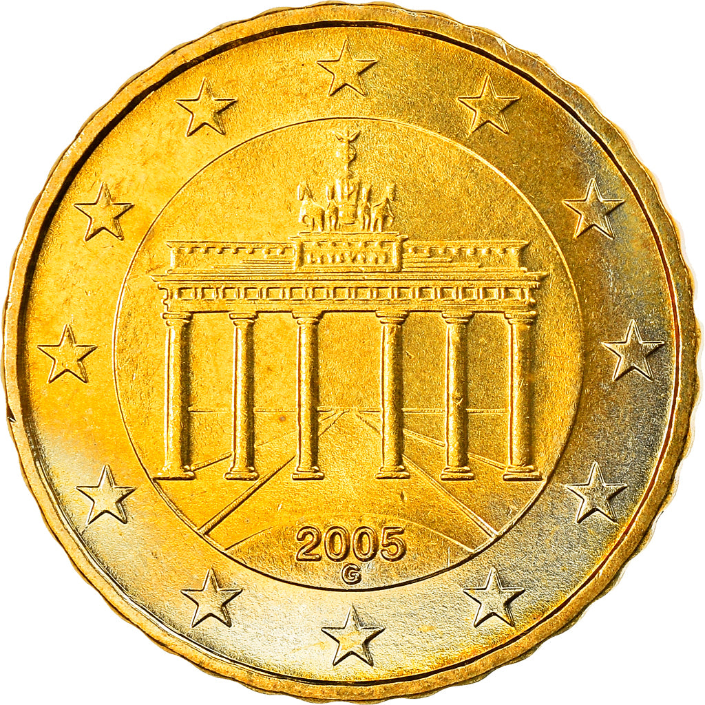 ALEMANIA - REPÚBLICA FEDERAL, 10 Euro Cent, 2005, Karlsruhe, SC, Latón, KM:210