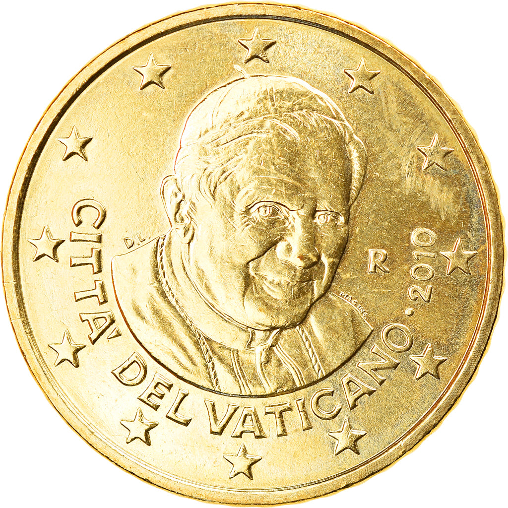 VATICAN CITY, 50 Euro Cent, 2010, Rome, MS(63), Brass, KM:387