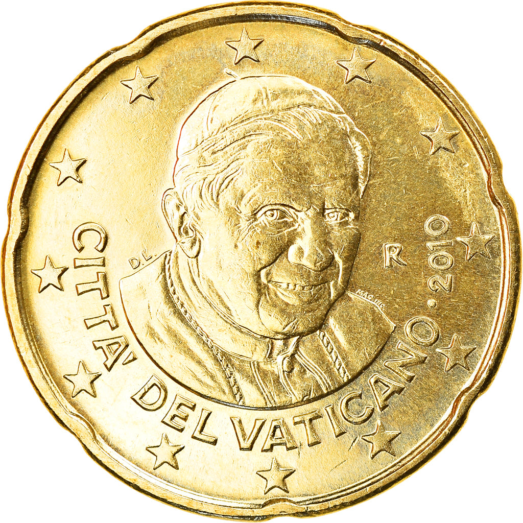 VATICAN CITY, 20 Euro Cent, 2010, Rome, MS(63), Brass, KM:386