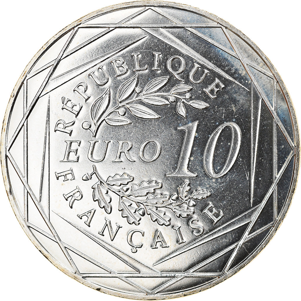 Francja, 10 Euro, 2014, Coq, MS(63), Srebro, Gadoury:EU656