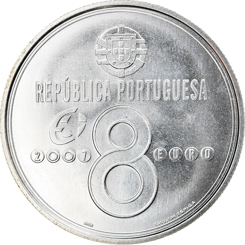 Portugal, 8 Euro, 2007, Lisbon, SC, Plata, KM:822