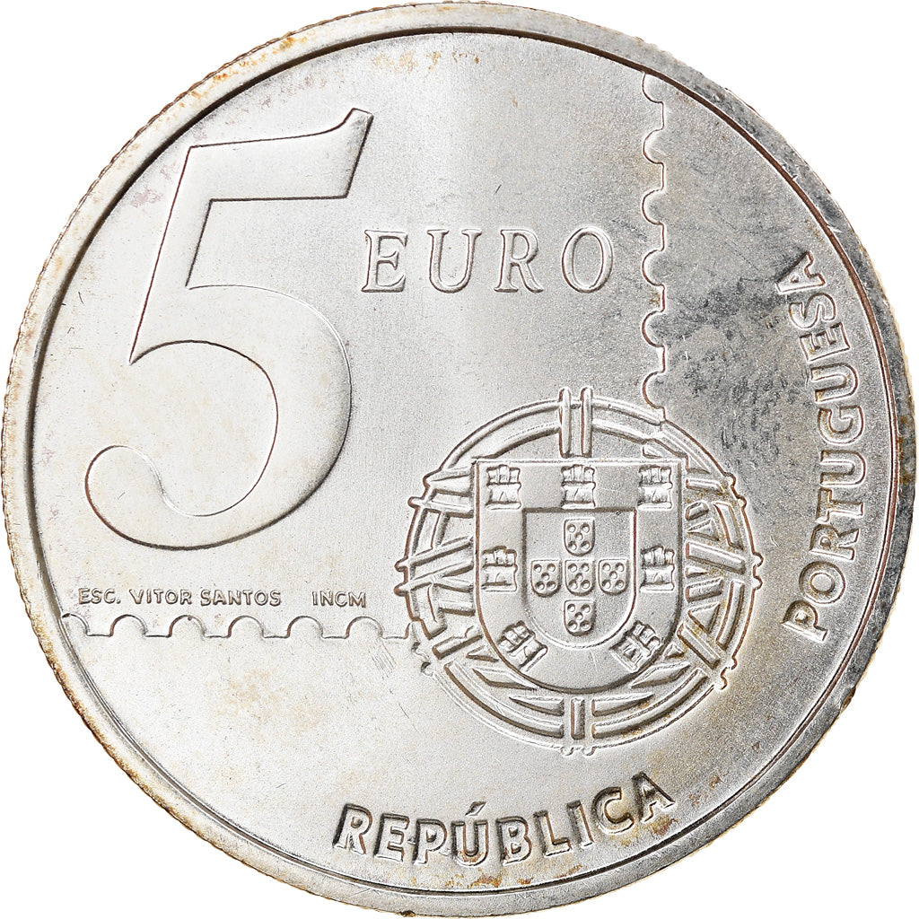 Portugal, 5 Euro, 150th Anniversary - First Portuguese Postage Stamp, 2003