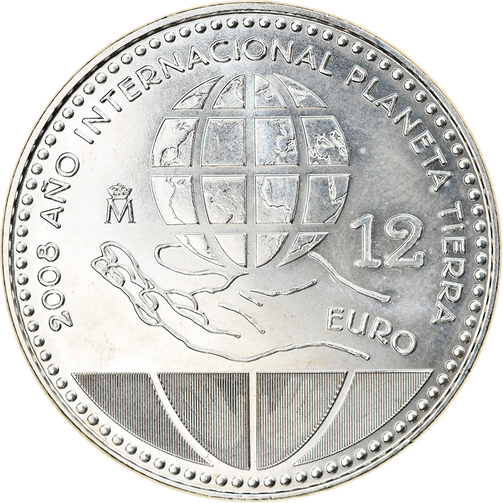 España, 12 Euro, International Year of Planet Earth, 2008, Madrid, FDC, Plata