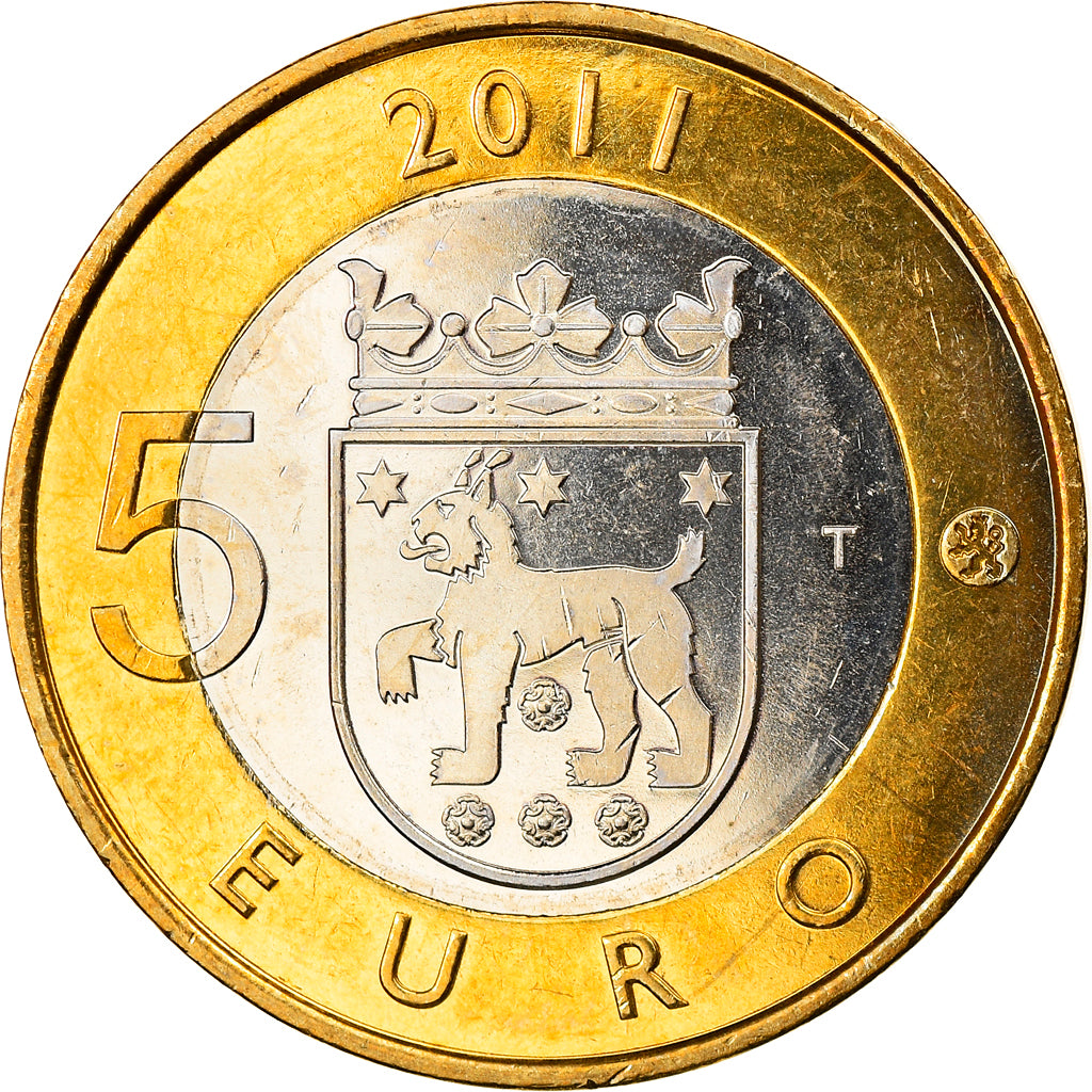 Finlandia, 5 Euro, 2011, Vantaa, MS(63), Bimetaliczny, KM:161