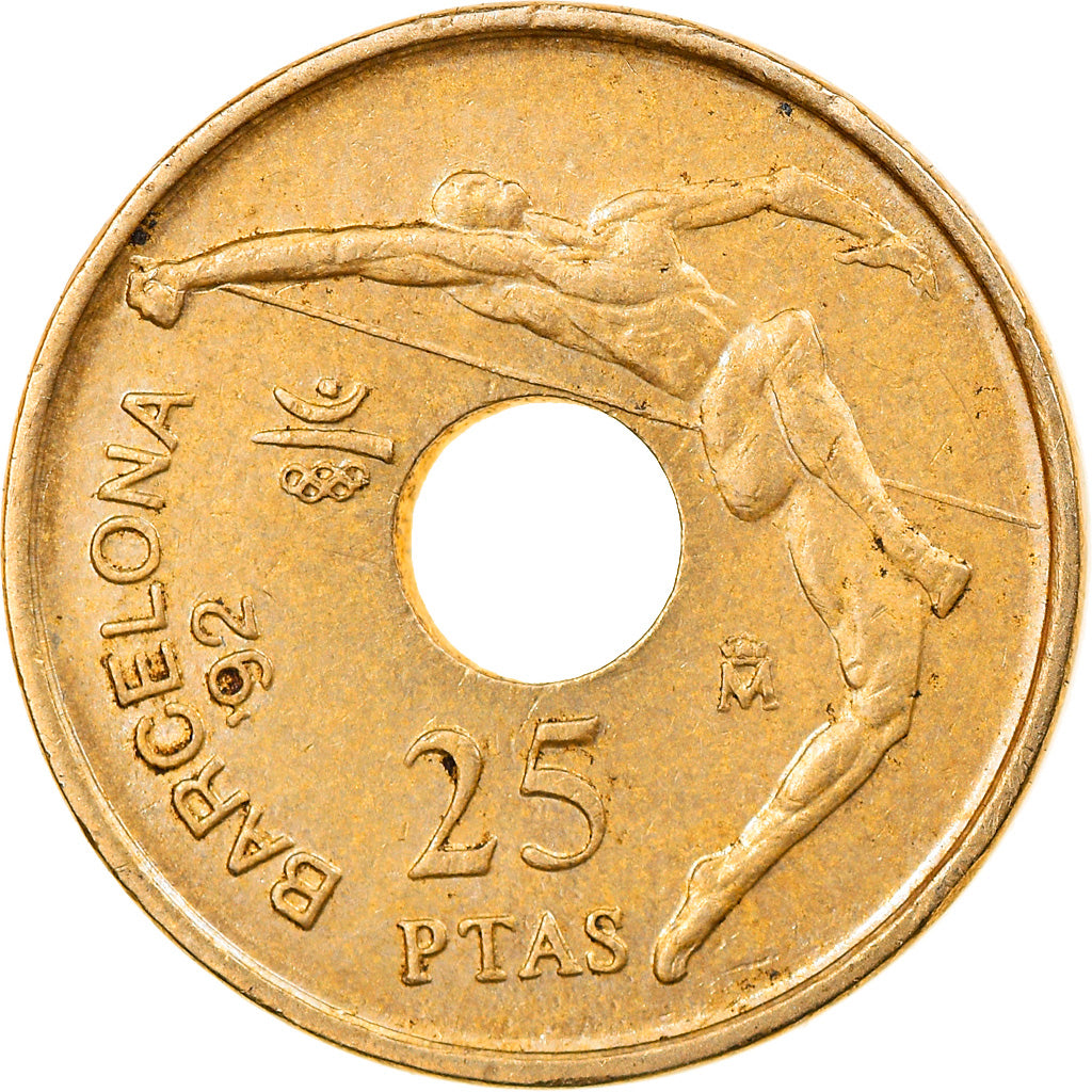 Munten, Spanje, Juan Carlos I, 25 Pesetas, 1990, Madrid, FR+, Aluminum-Bronze