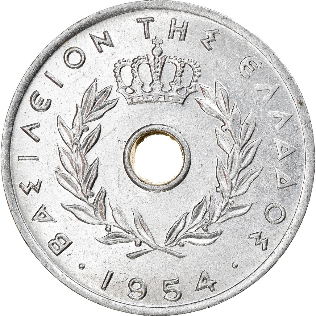 Coin, Greece, 5 Lepta, 1954, EF(40-45), Aluminum, KM:77