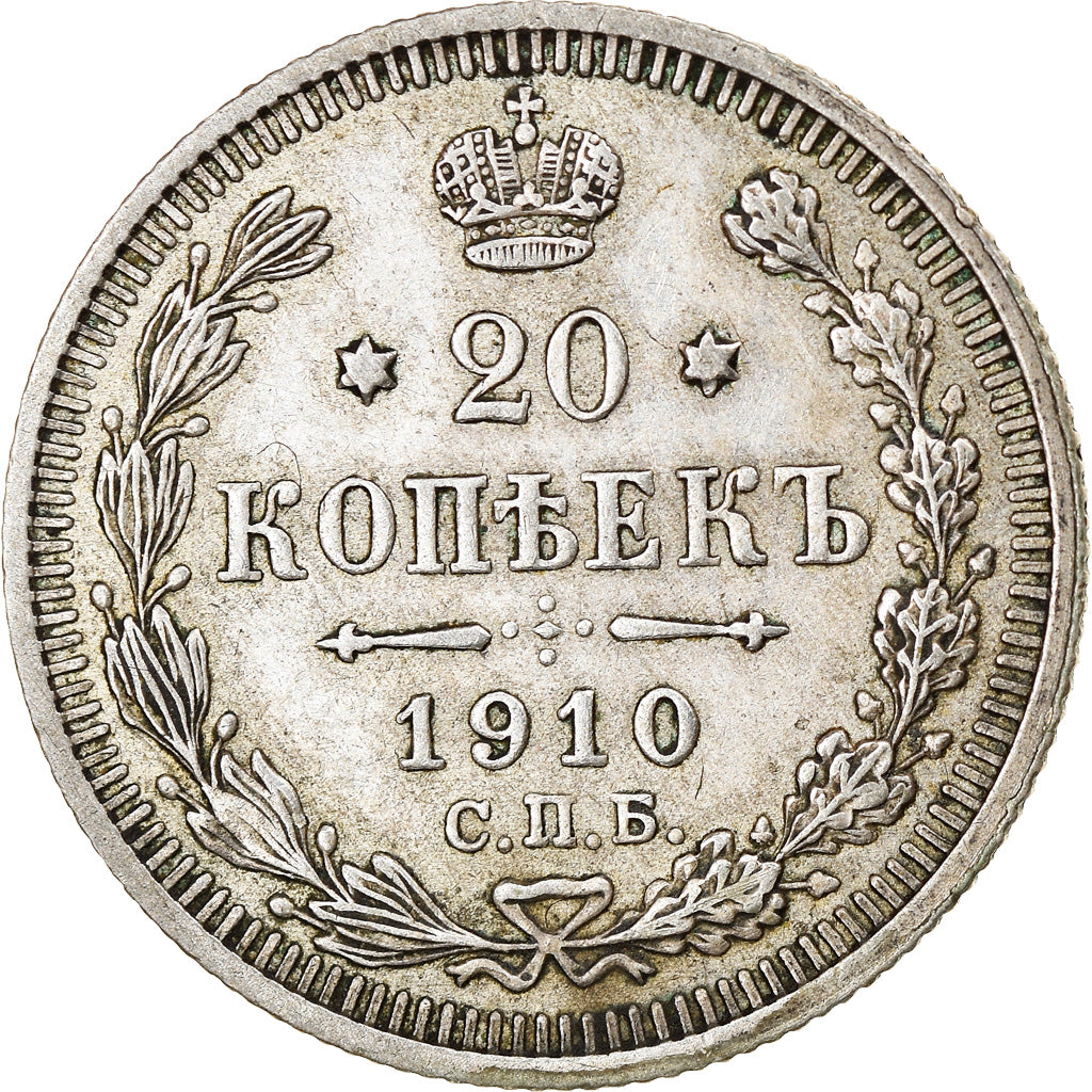 Munten, Rusland, Nicholas II, 20 Kopeks, 1910, Saint-Petersburg, PR+, Zilver