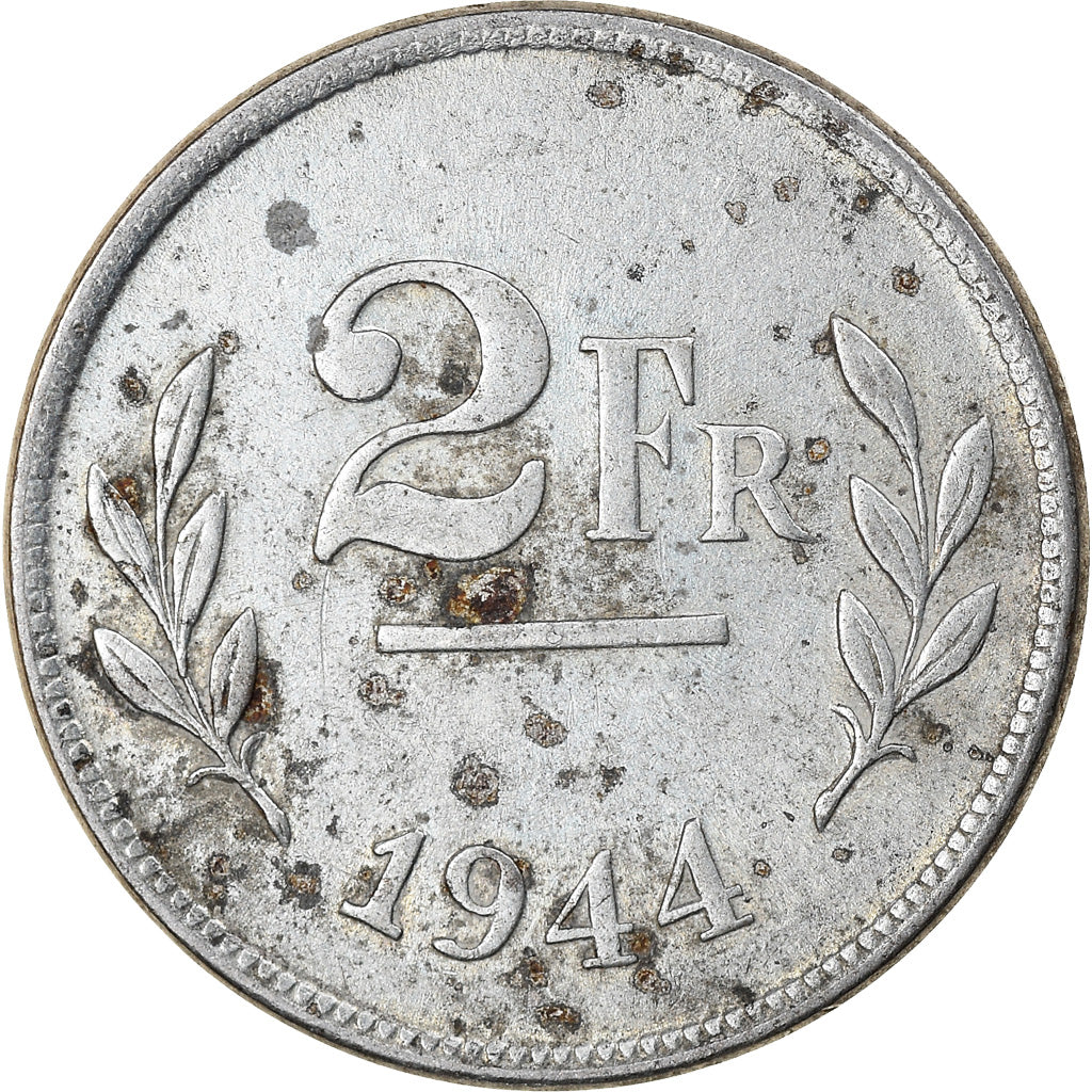 Münze, Belgien, 2 Francs, 2 Frank, 1944, SS, Zinc Coated Steel, KM:133