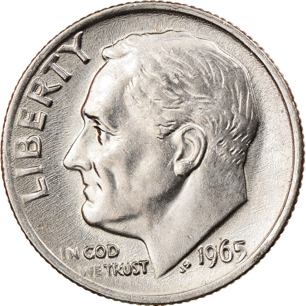 Moeda, Estados Unidos da América, Roosevelt Dime, Dime, 1965, U.S. Mint