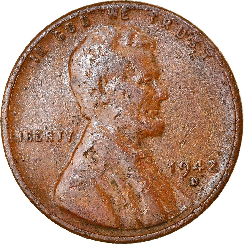 Monnaie, États-Unis, Lincoln Cent, Cent, 1942, U.S. Mint, Denver, TB, Bronze