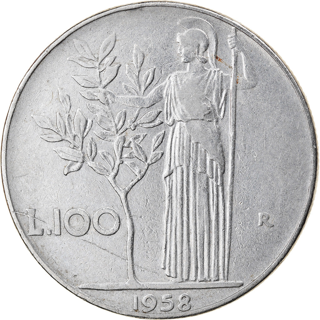 Coin, Italy, 100 Lire, 1958, Rome, EF(40-45), Stainless Steel, KM:96.1