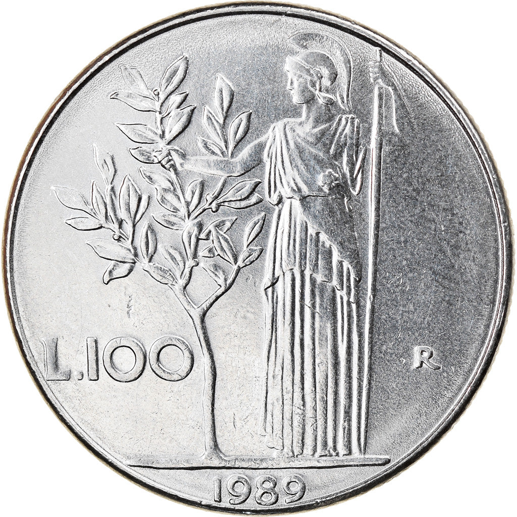 Moneta, Italia, 100 Lire, 1989, Rome, BB+, Acciaio inossidabile, KM:96.1