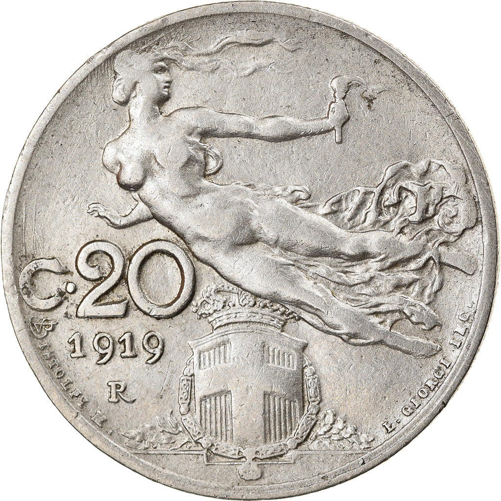 Moneta, Italia, Vittorio Emanuele III, 20 Centesimi, 1919, Rome, BB, Nichel