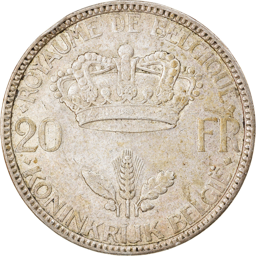 Coin, Belgium, 20 Francs, 20 Frank, 1935, VF(30-35), Silver, KM:105