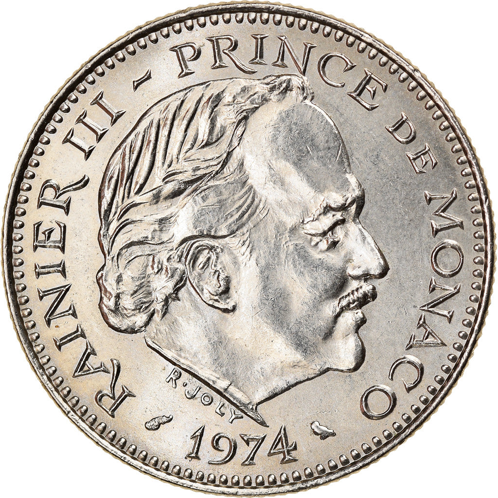 Münze, Monaco, Rainier III, 5 Francs, 1974, SS+, Copper-nickel, KM:150