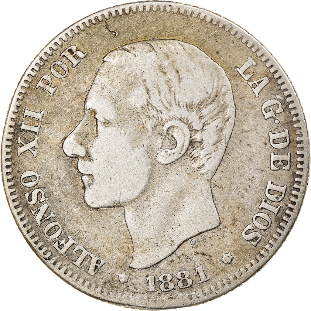 Monnaie, Espagne, Alfonso XII, 2 Pesetas, 1881, Madrid, TB, Argent, KM:678.2