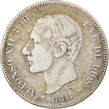 Monnaie, Espagne, Alfonso XII, 2 Pesetas, 1881, Madrid, TB, Argent, KM:678.2
