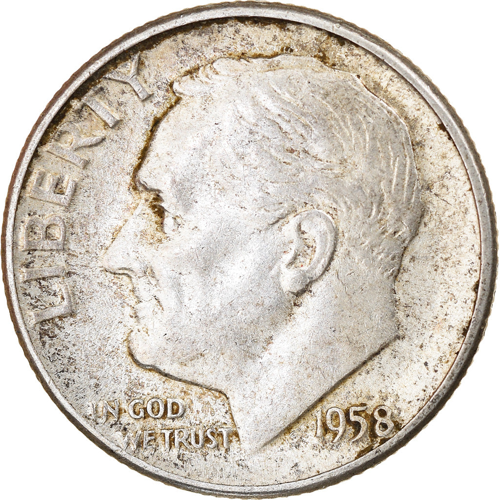 Monnaie, États-Unis, Roosevelt Dime, Dime, 1958, U.S. Mint, Philadelphie, TTB
